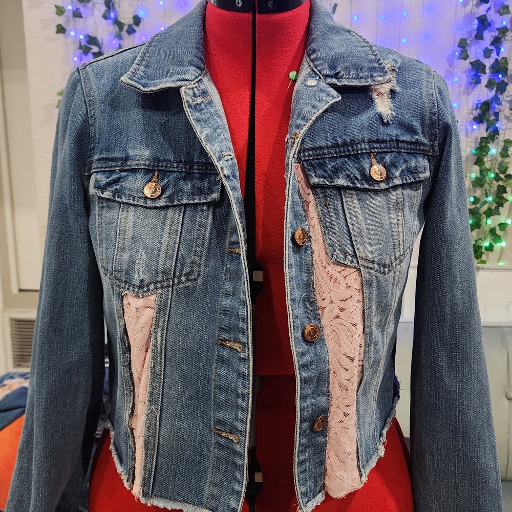 Pink Lace Denim Jacket, One-of-a-kind